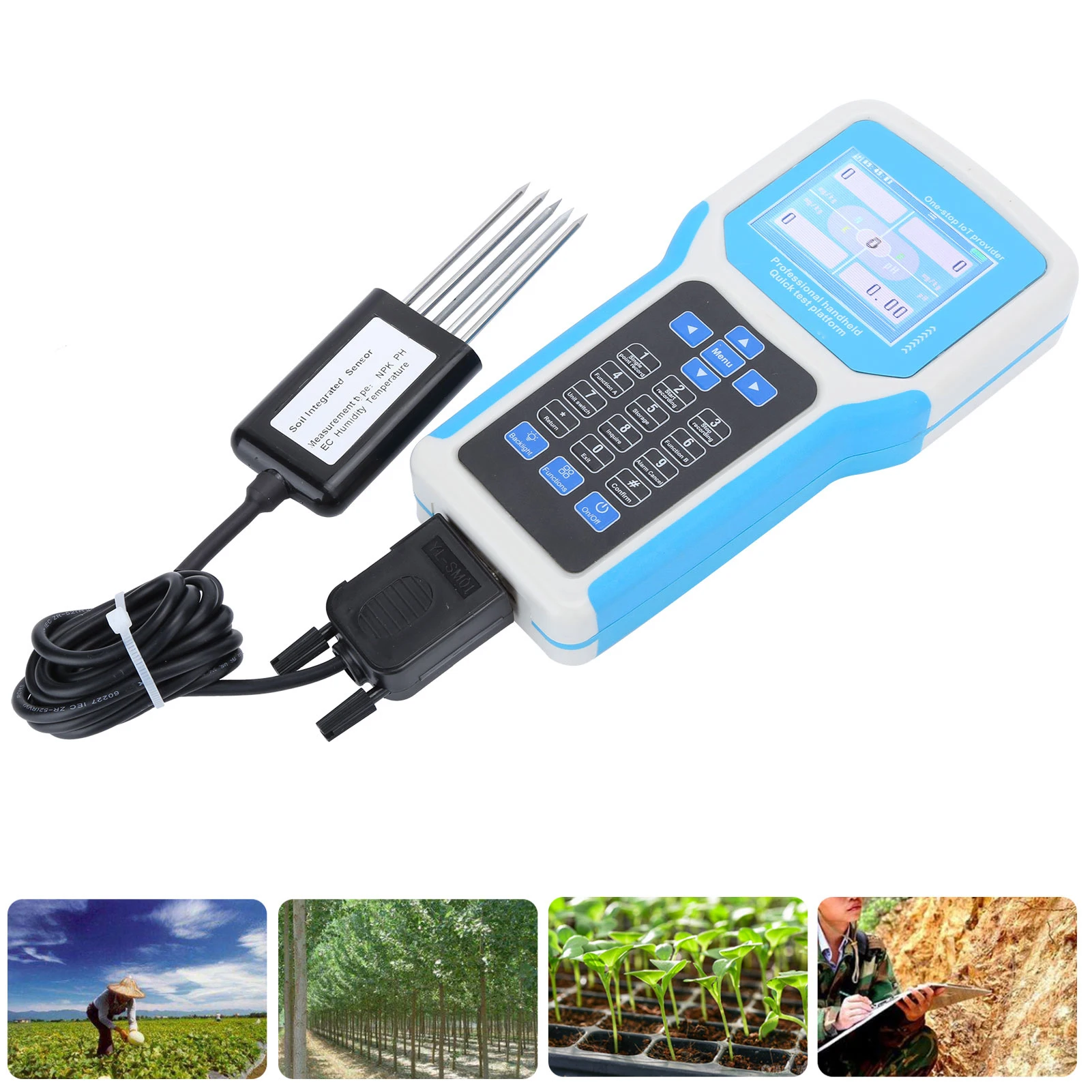 Handheld Soil Temperature Humidity Conductivity  Nitrogen Phosphorus Potassium Tester Soil Nutrient Measurement Soil Detector