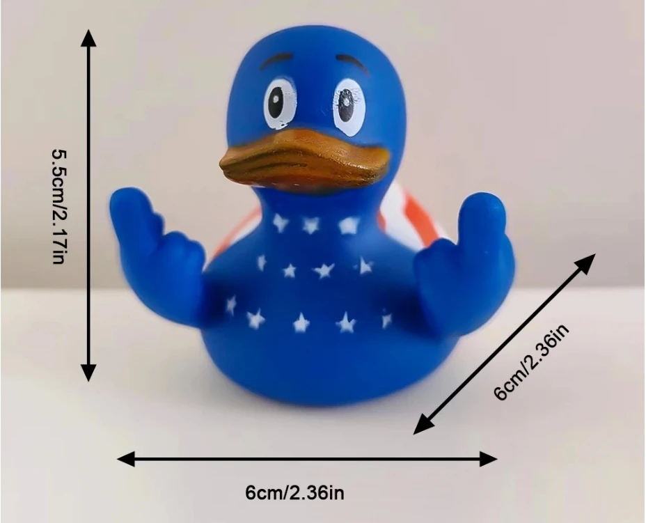 Finger Duck Rubber Ducks Finger with Us Flag Pattern, Small Yellow Duck for Car Truck Dashboard Interior Decor