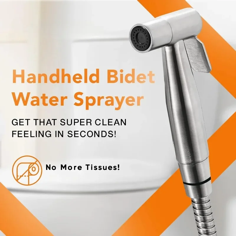 Handheld Bidet Sprayer Kit, Stainless Steel Bidet Attachment for Toilet and Wall Mounting Options Multifunctional Handheld Bidet