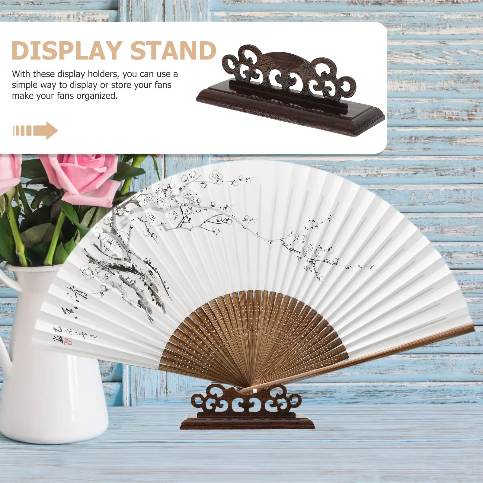 Handy Wooden Fan Display Stand for Traditional Circle Folding Fans Premium Crafted Fan Holder for Home Office Gallery Exhibition