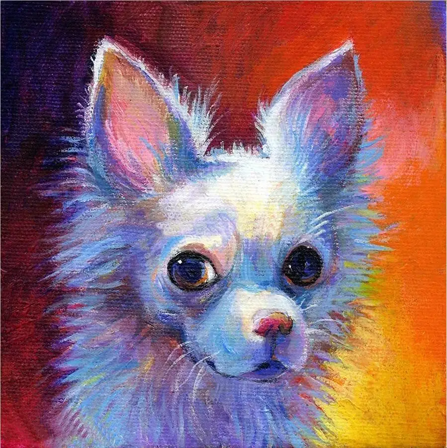 5D DIYダイヤモンド絵画「チワワ」,正方形のラインストーン,クロス