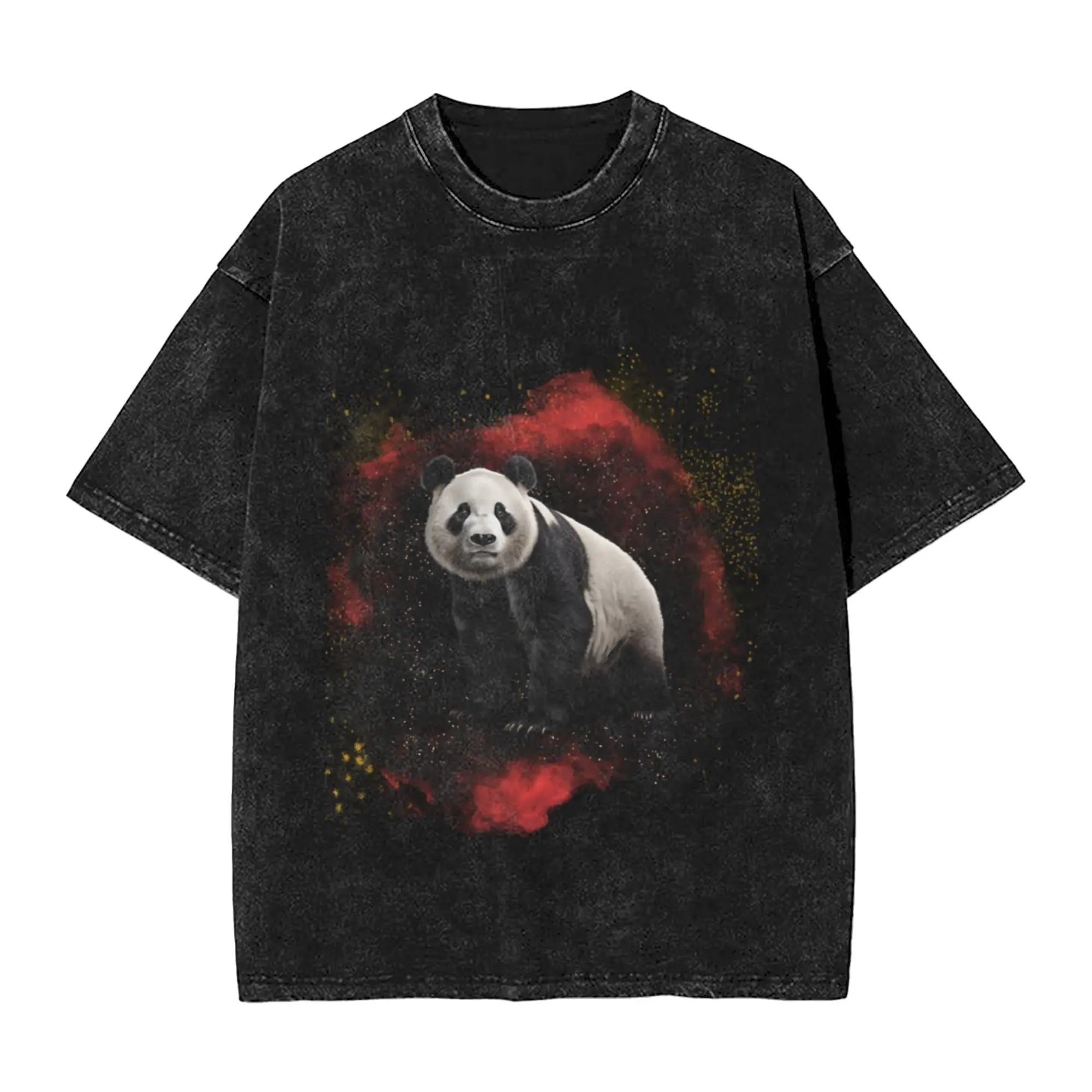 A panda with a mystical background Unique Cool A T-Shirt Oversized Short Sleeve Men's Women's Cotton Tees Tops