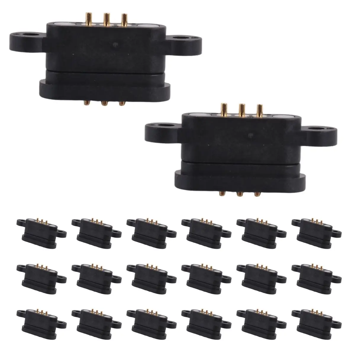 ABAN 20Pairs 3Pin Spring Loaded Magnetic Pogo Pin Connector 3 Positions Magnets Pitch 2.3MM Through Holes Male Female Probe
