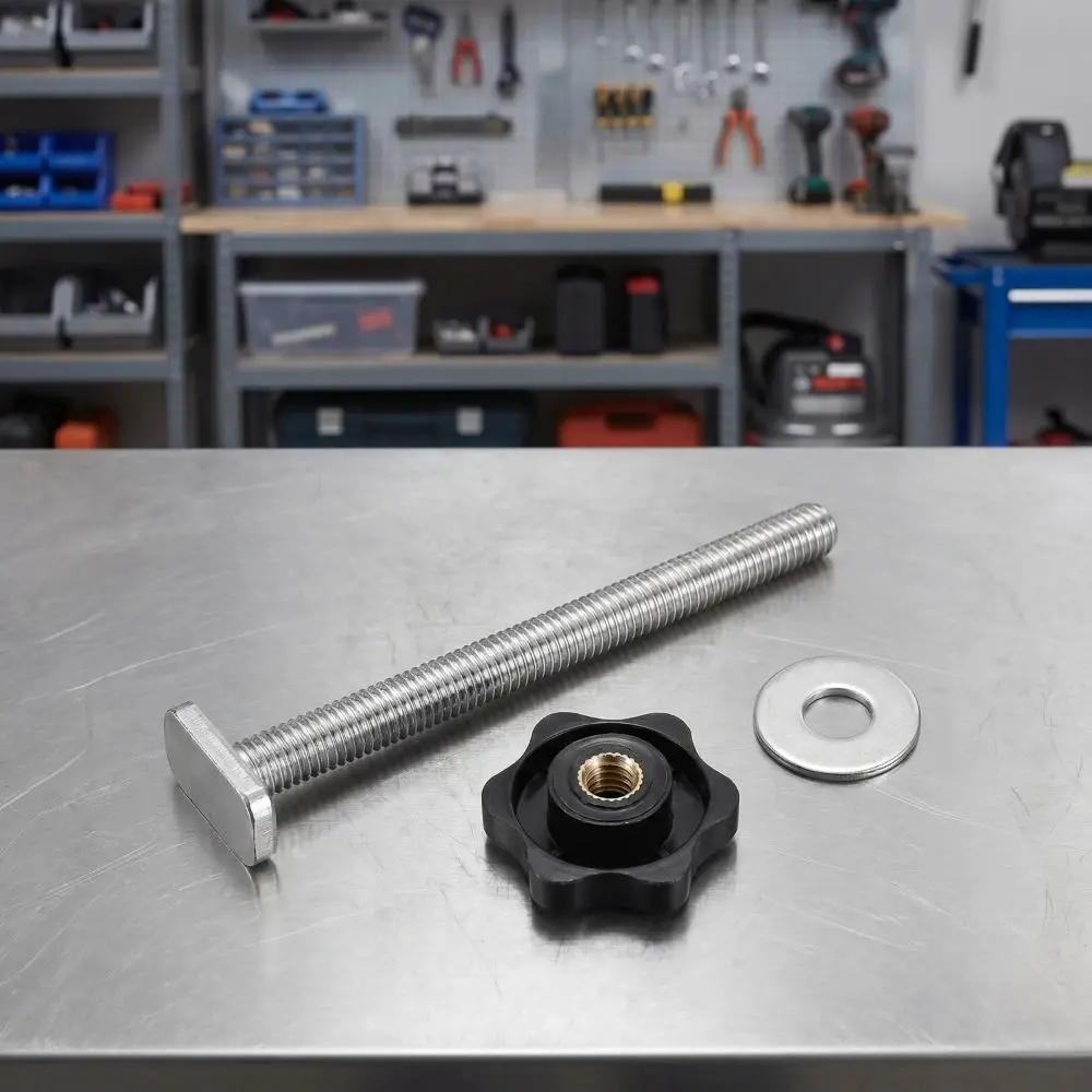 M8x100mm T-Slot Slider Plum Star Knob Screw Fixture Router Chute Rail Heavy Duty T-Track Screw Woodworking T-Slot Bolts