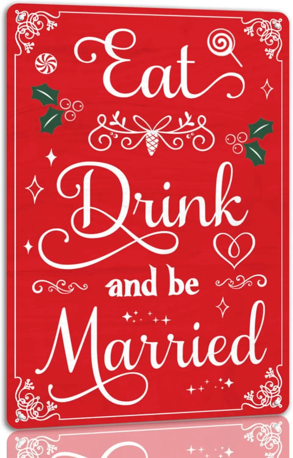 Eat Drink And Be Married Tin Sign Funny Christmas Metal Signs Retro Santa Sign Christmas Wall Art Decor For Home Cafe Shop  --Ti