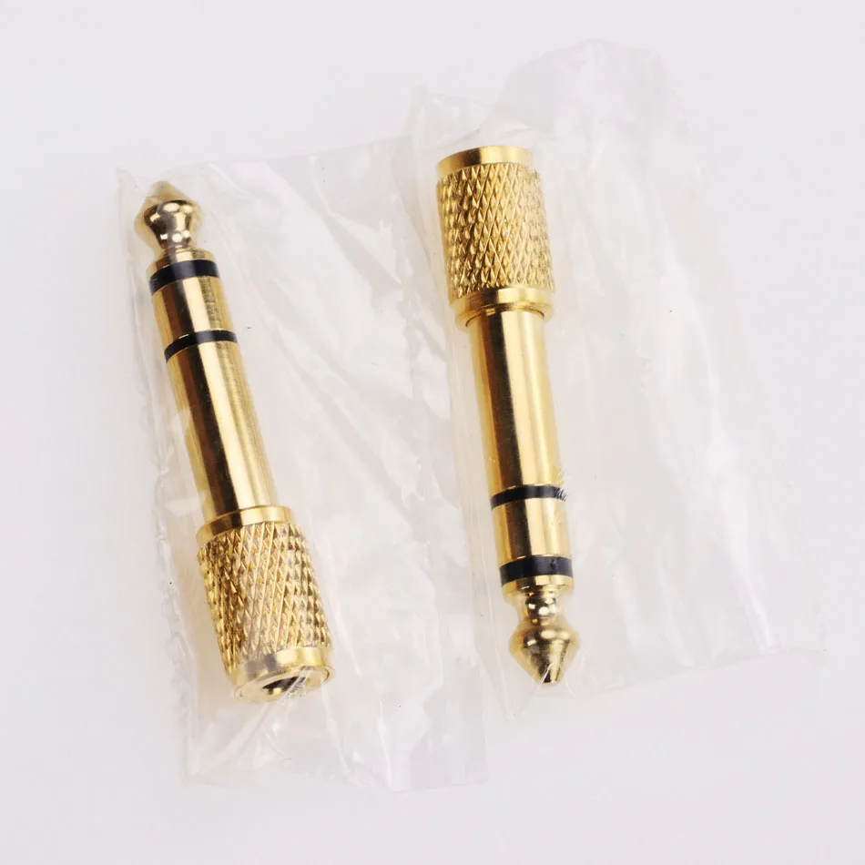 300 stücke Gold-überzogene 6,5mm Stecker auf 3,5mm Weibliche Jack Stecker Audio Headset Mikrofon Gitarre Aufnahme Adapter