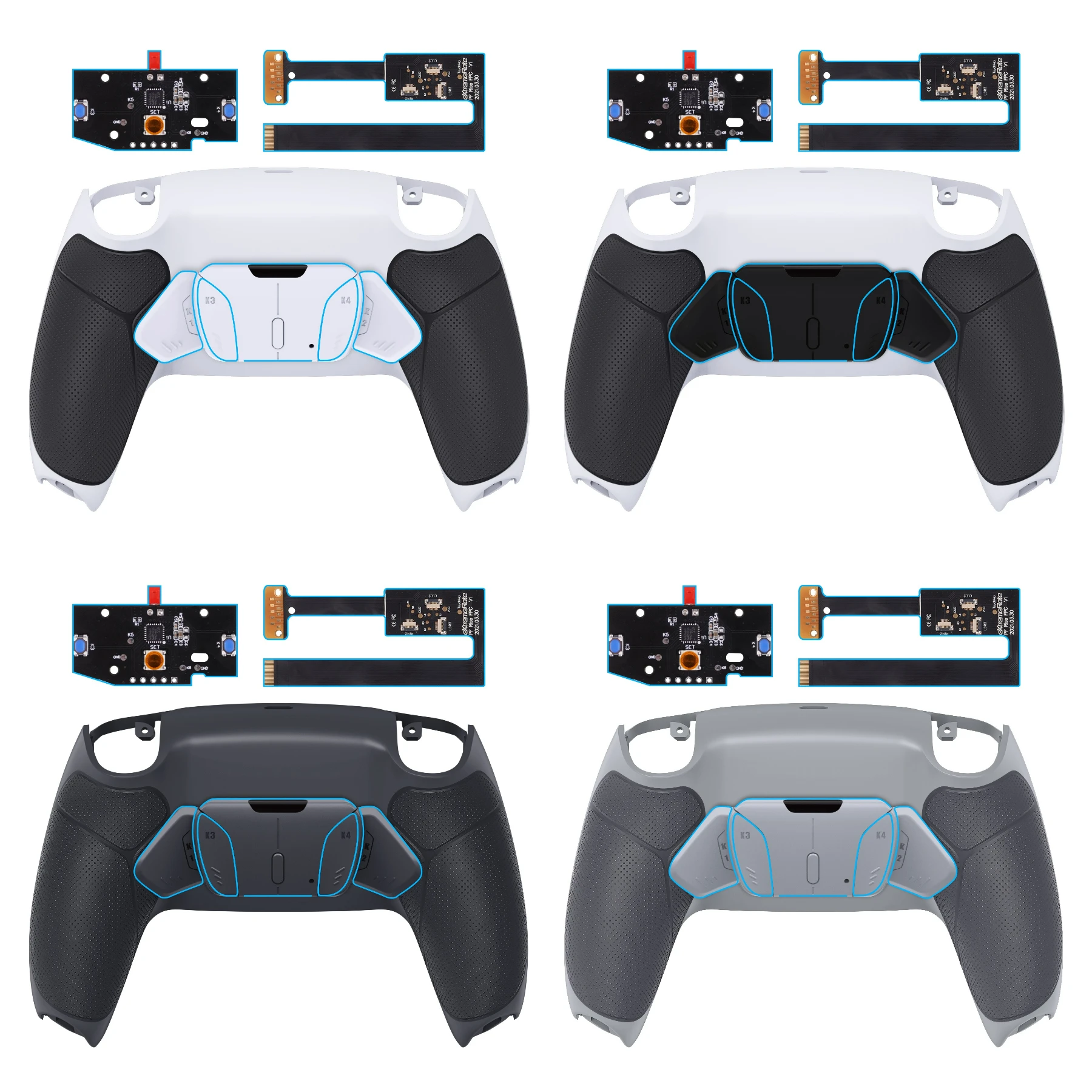 

eXtremeRate Rubberized Grip Programable RISE4 Remap Kit for PS5 Controller BDM-010 & BDM-020, Board & Back Shell & Back Buttons