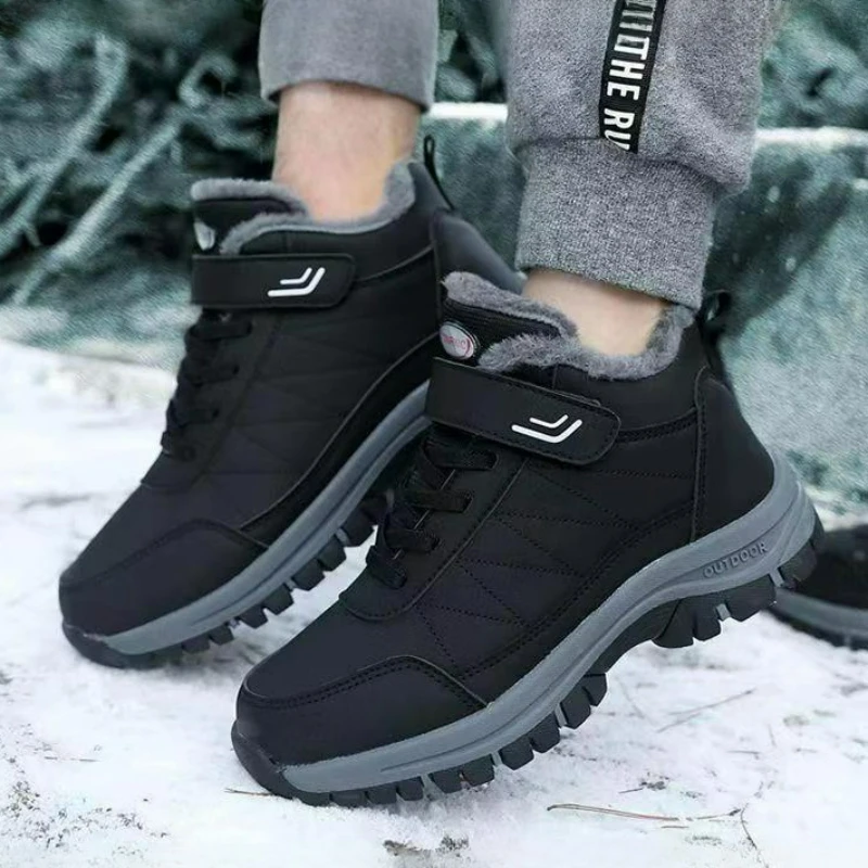 Mens Shoes Fashion Comfortable Hiking Boots New Warm Snow Boots Winter Shoes for Men New Plush Casual Cotton Shoes Bottes Femmes