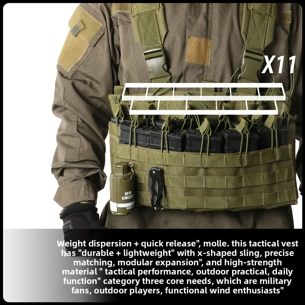 سترة الغوص التكتيكية الصدر تلاعب/تدريب جهاز صغير مع 11 حقيبة مجلة وجيب إدارة مولي للصيد والرماية والمشي لمسافات طويلة #6