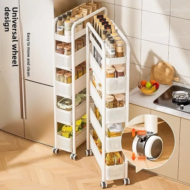 Slim Narrow Gap Kitchen Corner Storage Cabinet Pullout Refrigerator Bathroom Cart Utility Cart Rolling Storage Cart