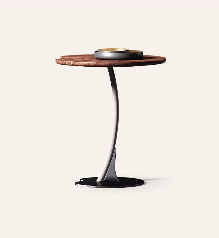 

*Living room household simple modern creative lotus leaf special-shaped walnut corner few