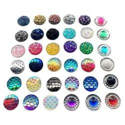 80pcs 12mm ore surface /fish scale /Satellite round resin Rhinestone flat bottom kabochin stone DIY wedding decoration crafts