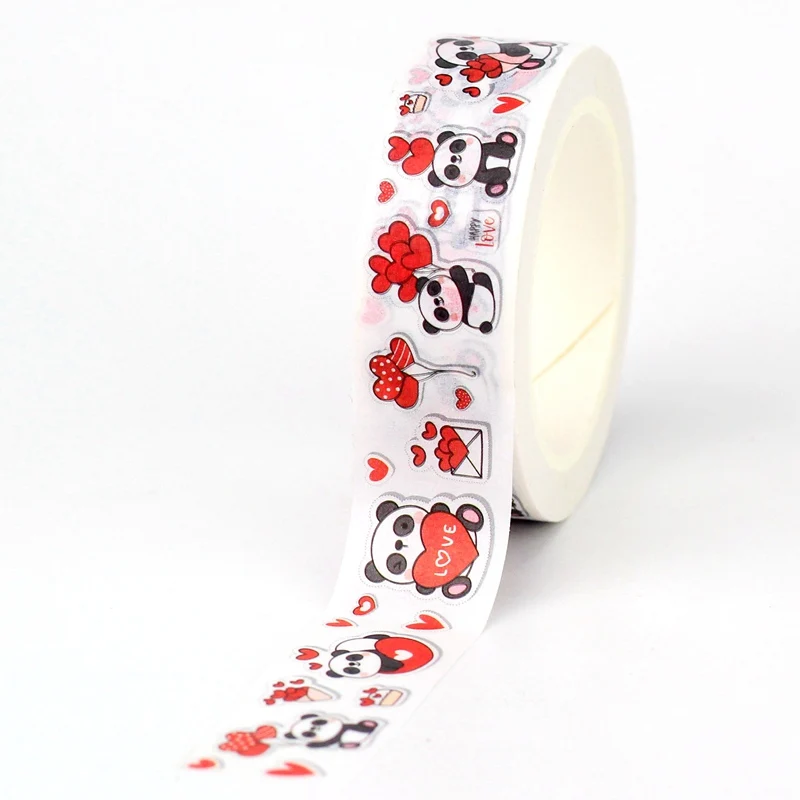 10pcs/lot Cute Panda Balloon Valentine Hearts Mailing Washi Tapes Scrapbooking Planner Adhesive Masking Tape Kawaii Papeleria