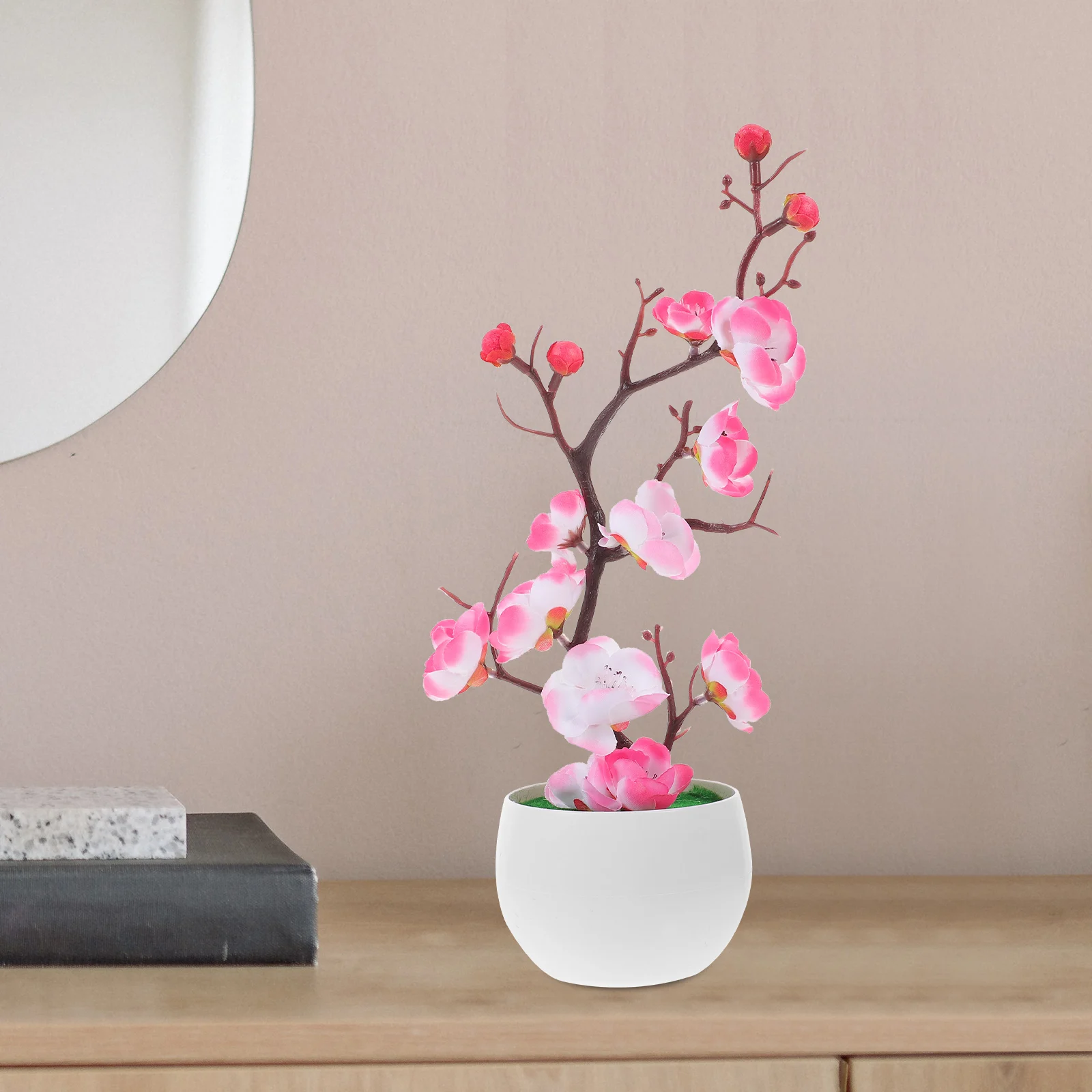 

Artificial Plum Blossom Branches Pink Simulation Flowers Home Decor Indoor Potted Plants Realistic Faux Arrangement