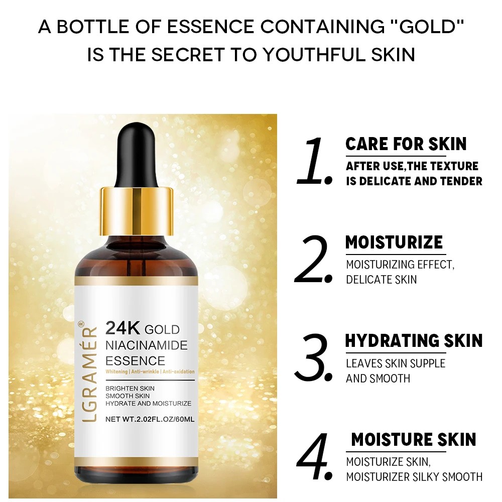 24k Gold Nicotinamide Hyaluronic Acid Nicotinamide Facial Essence Anti-aging Facial Collagen Essence Skin Care Whitening Essence