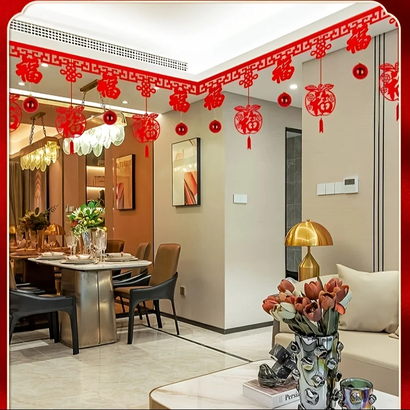 

5pcs "The Whole World Celebrates Chinese New Year" Confetti Pull String Indoor Living Room New Year Festival Decorative Cre
