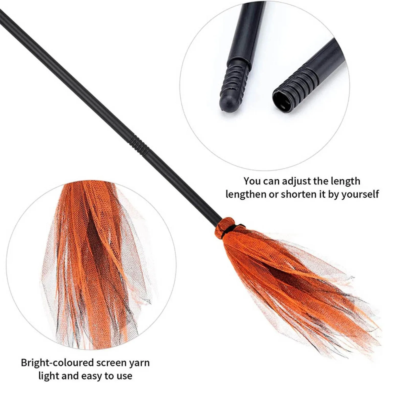 Escoba de bruja para fiesta de Halloween, accesorios de plástico para Cosplay de palo de escoba volador para mascarada, accesorios de disfraz de Halloween