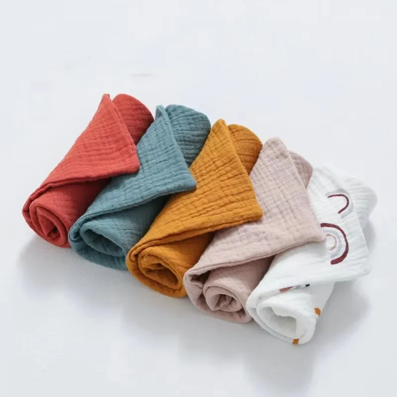 Random 2Pcs/5Pcs/Set   Infant Washcloth FaceclothInfant Wash Hand And  Face Wipes Baby Soft Cotton Square Towels   Feeding Bib