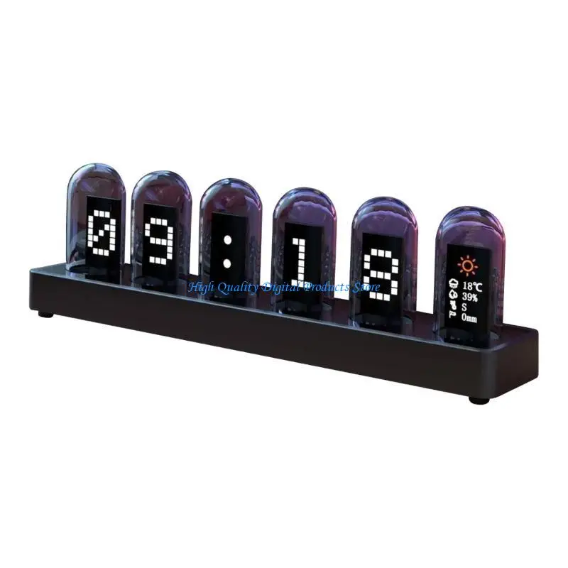 

U2JE Trendy IPS Tube Clock with App Control PowerOff Memory Function Digital Clock