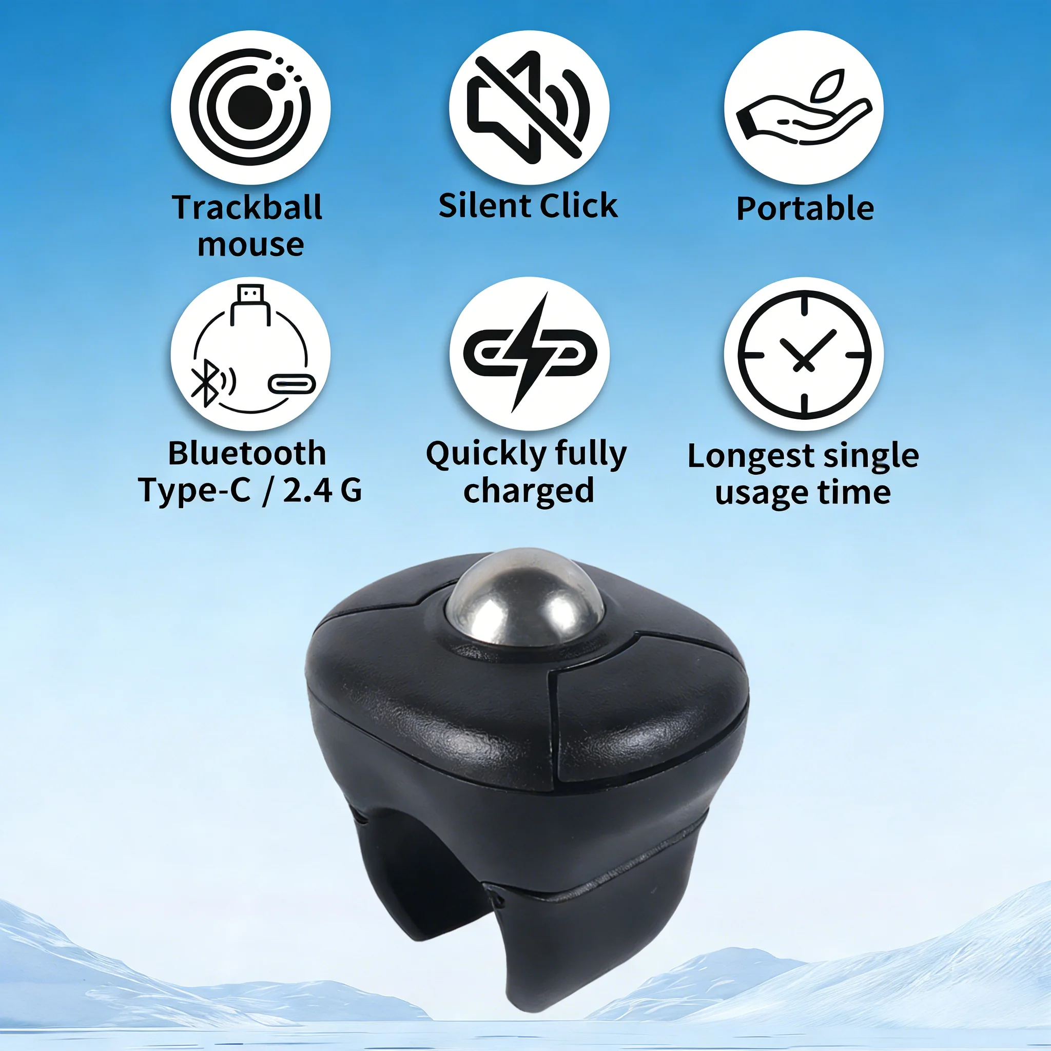 

Беспроводная Bluetooth-мышь-трекбол с двумя режимами работы для презентаций, просмотра TikTok, YouTube, перелистывания страниц в электронных книгах, для ПК, планшетов и телефонов