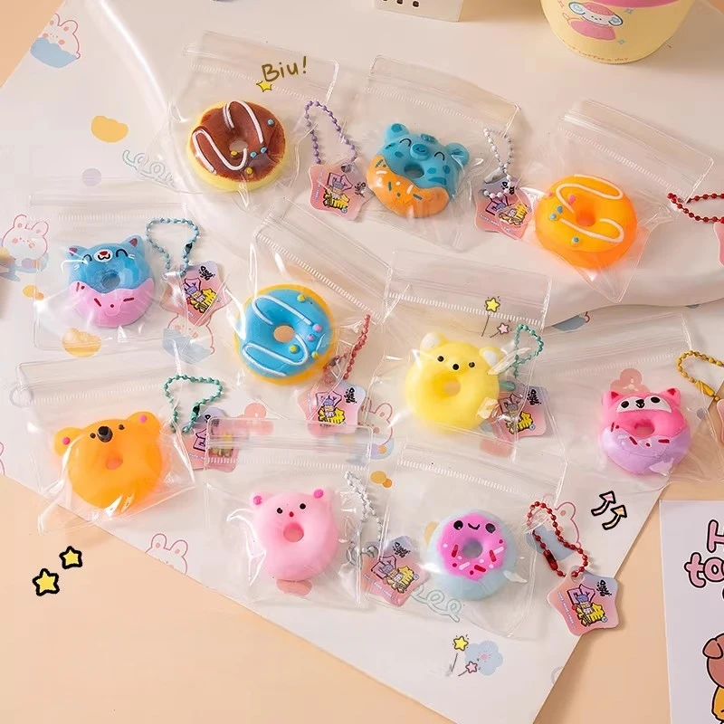 3PCS Random TPR Donut Simulation Food Sticky Stress Relief Calming Sensory Decompression Toys Travel Anxiety Relief Squeeze Toys