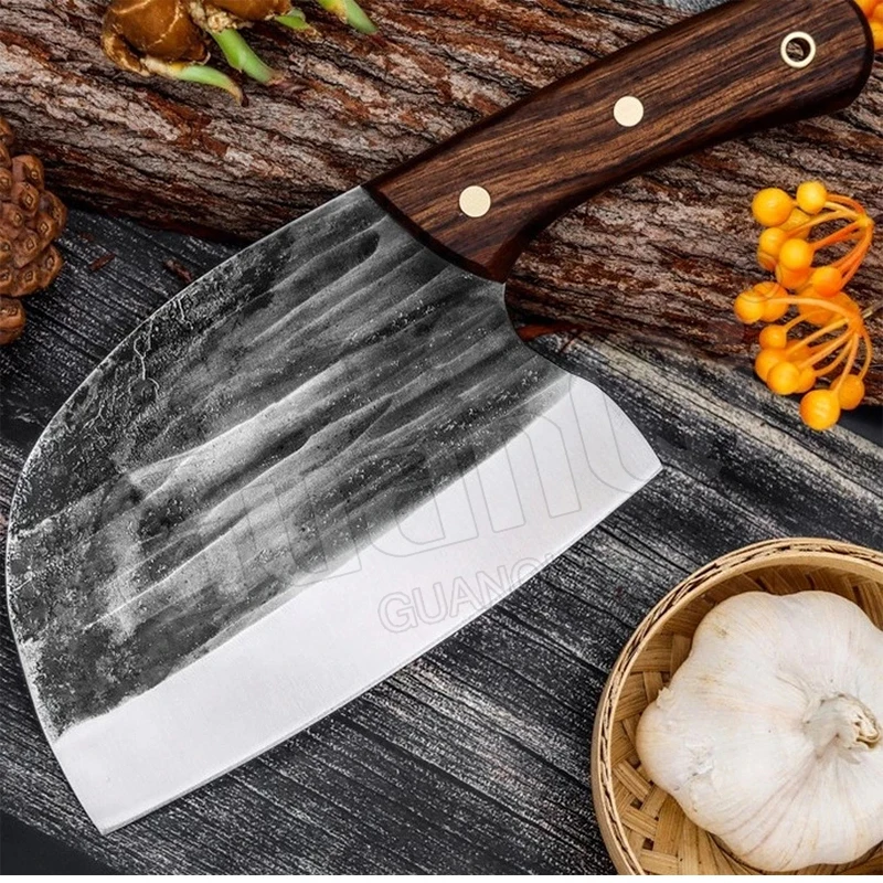 

Handmade Kitchen Knives Wood Handle Stainless Steel Cleaver Chef Slicing Chopping Knife Hand Forged Cooking Knife