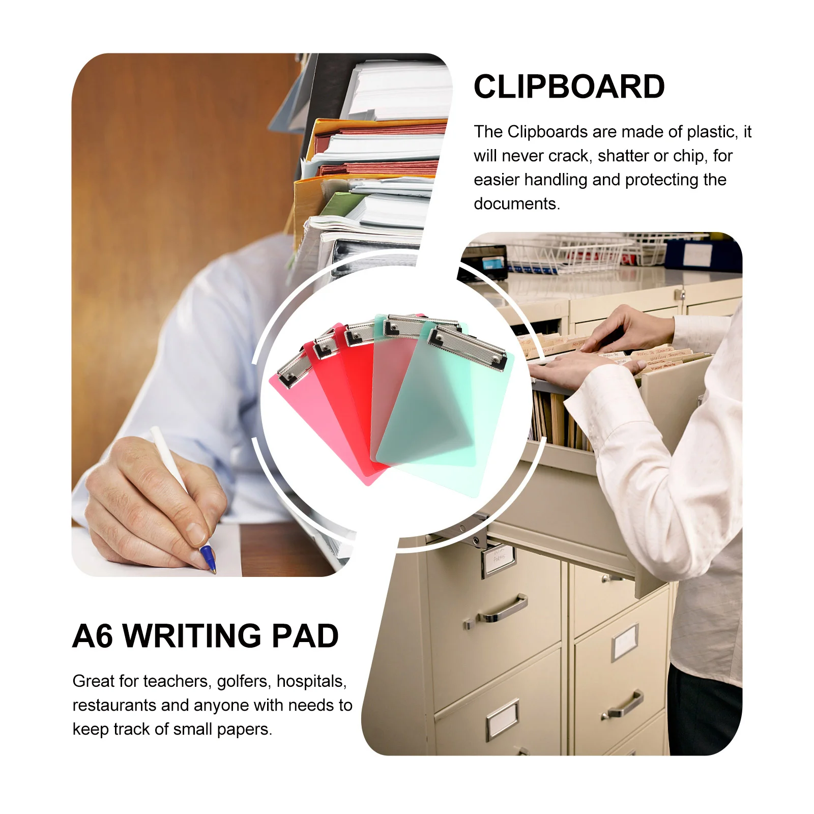 

5pcs Mini Transparent Clipboard A6 Size Colorful Plastic Clip Boards For Memo Notes Tickets Receipts Lightweight Office