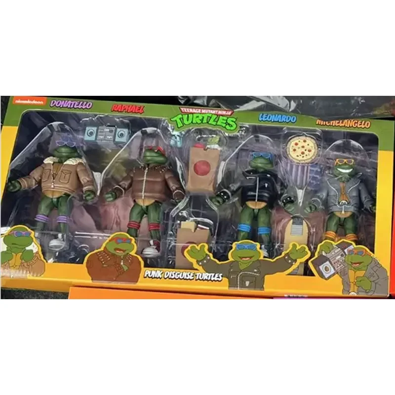 In Stock Neca Anime Punk Disguise Turtles 4 Pack Raphael Donatello Leonardo Anime Action Figure Statue Model Toys Gifts