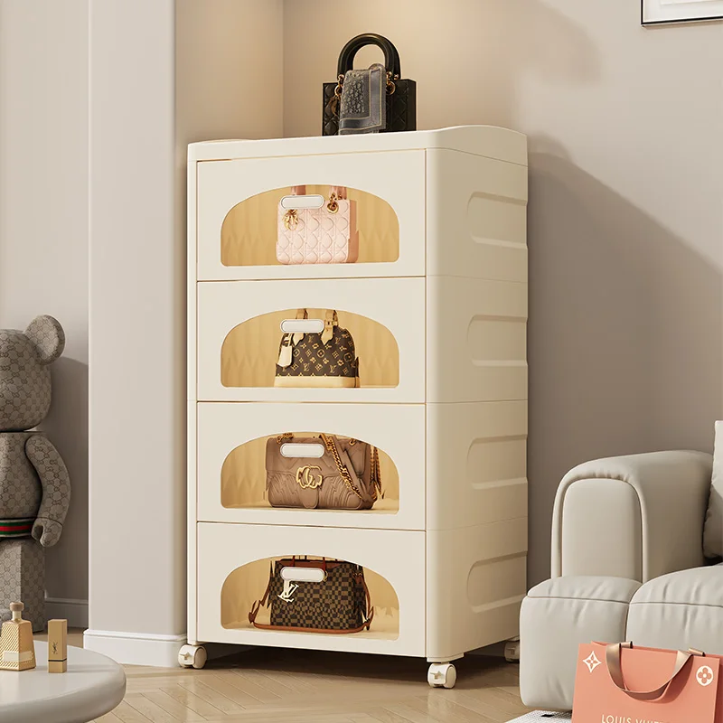 

Indoor furniture cabinet Household thickened bedroom bedside table Living room multi-layer rack with wheel storage cabinet