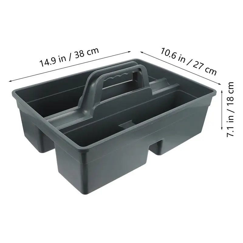 1Pc Plastic Cleaning Tool Basket Tote Bucket Cleaning Tool Organizer 3-Compartment Cleaning Tool Carrier Box With Handle