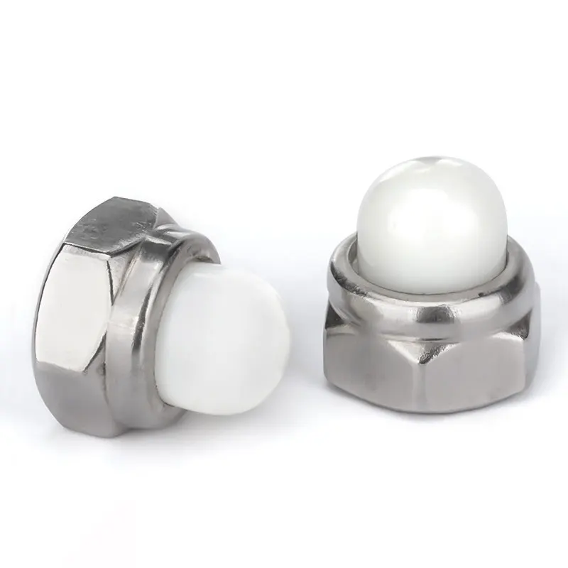 M5 M6 M8 304 Stainless Steel Nylon Cap Lock Nut Metal Self-locking Ball Cap Nut Decorative Nut