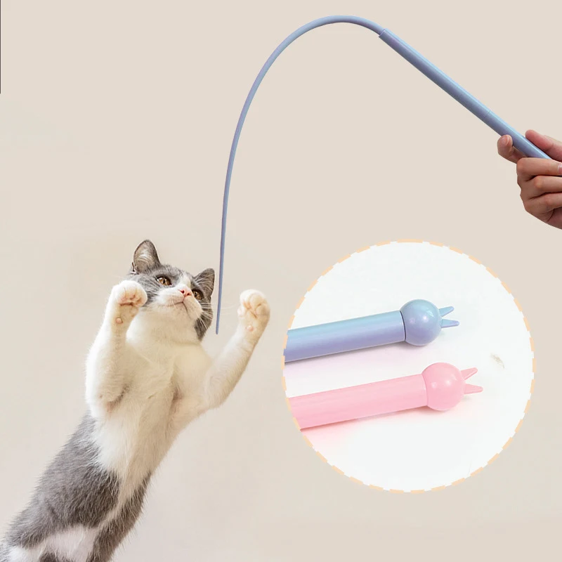 Silicone Cat Teaser Stick Simulation Mouse Tail Cat Interactive Bite Resistant Toy,Durable To Bite, Highly Entertaining