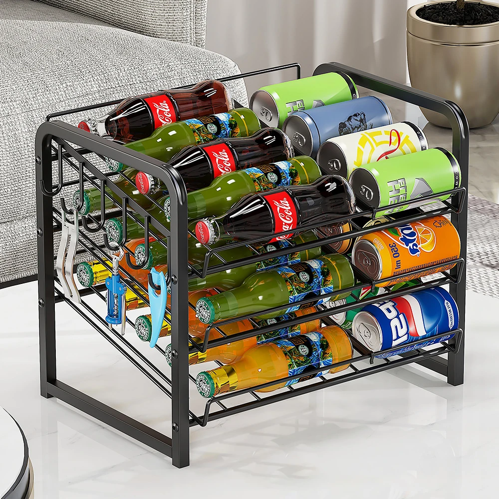 Can Organizer Coke Beer Drinks Can Shelf Multi-Level Rolling Drawer Refrigerator Storage Boxes