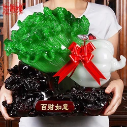 Chinese Style Hundred Lucky Jade Cabbage Ornaments New House Living Room TV Cabinet Wine Cabinet Home Housewarming Decorations