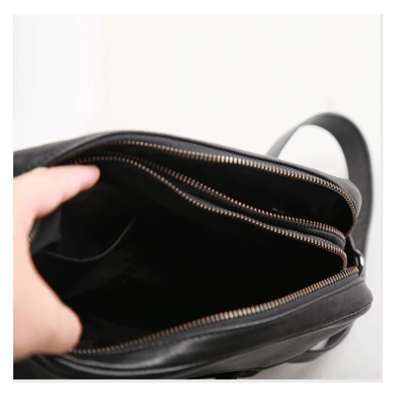 Men Satchels Cowhide Leather Top End Casual Male Storage Messenger Shoulder Bag Small Crossbody Pack Hand Bags