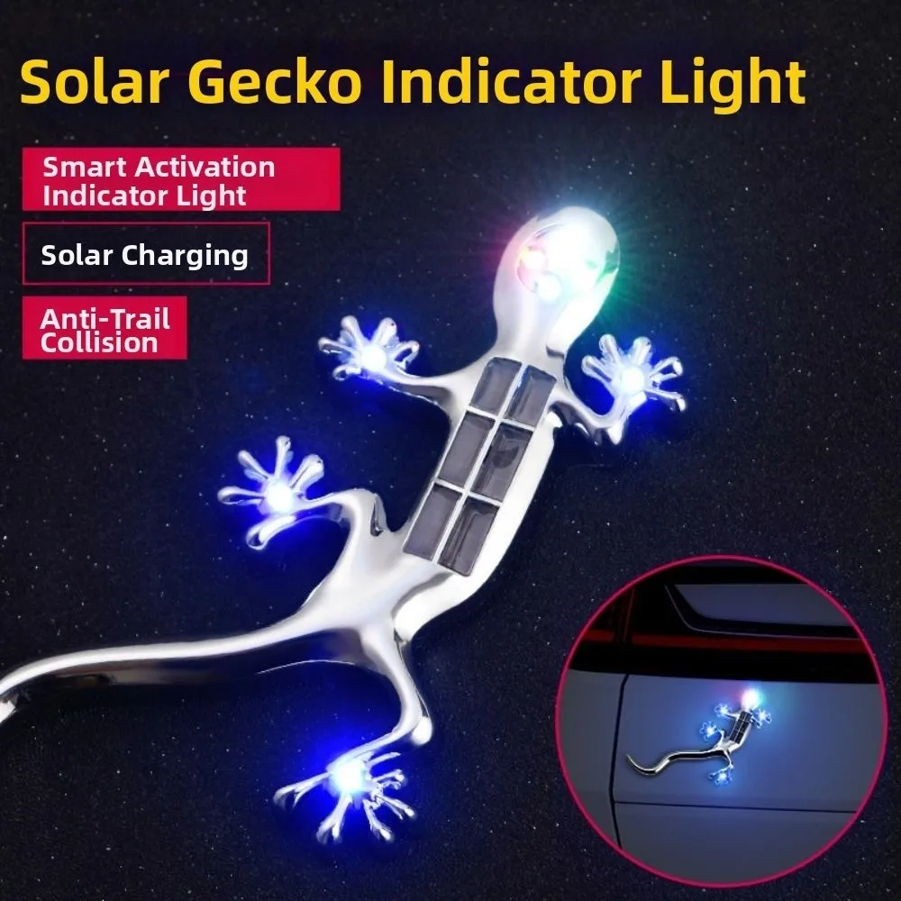 Gecko Shape Solar Warning Light ABS Waterproof Gecko LED Light Solar Powered Adhesive Mount Vehicle Flashing Light