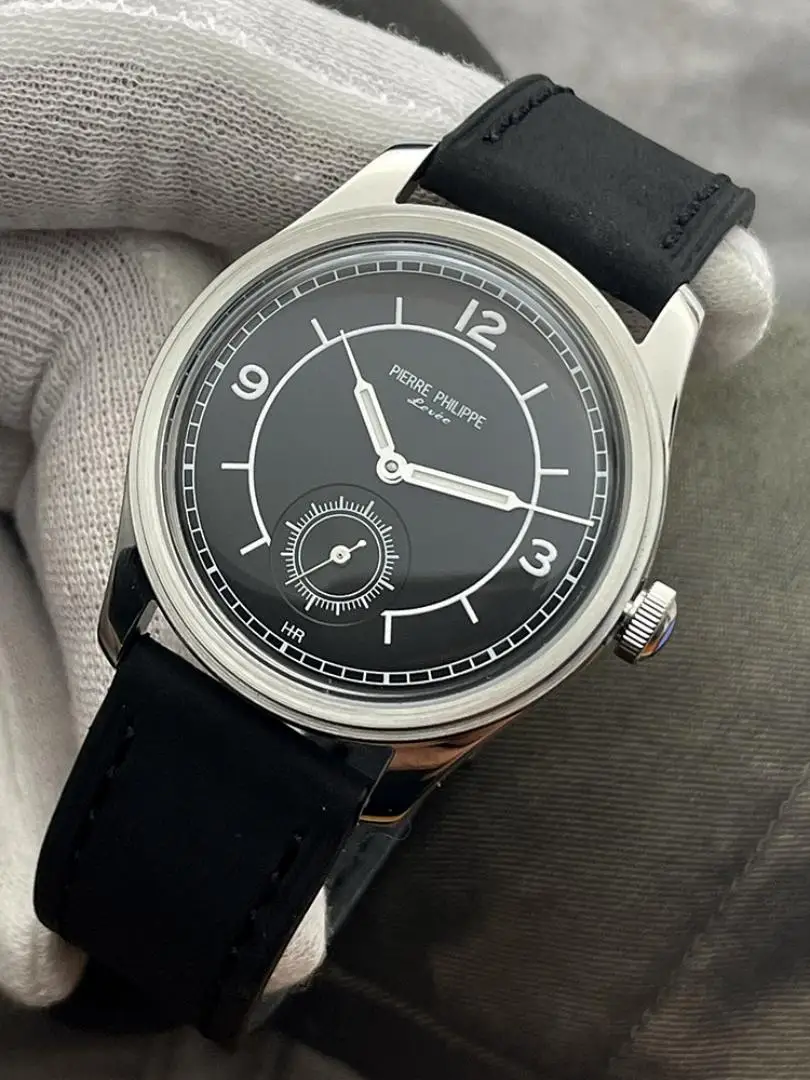 PIERRE PHILIPPE Men's Vintage Watch, ST17 Hand-Wound Mechanical Movement, Black Dial, Water Resistant, Luminous