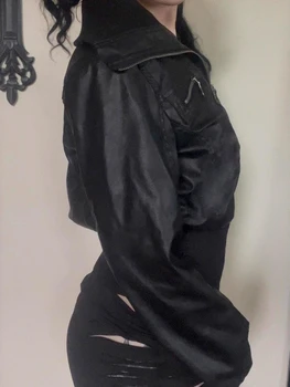 AltGoth Amercian Vintage Pu Leather Jacket Women Streetwear Harajuku Grunge Emo Alternative Grunge Zipper Casual Coats Female 2 AltGoth Amercian Vintage Pu Leather Jacket Women Streetwear Harajuku Grunge Emo Alternative Grunge Zipper Casual Coats Female 2
