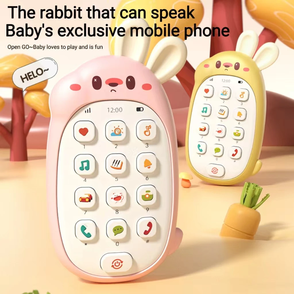 Brain Early Teaching Rabbit Cell Phone Gum Chinese-English Multi-Functional Infant Enlightenment Sleep Toys