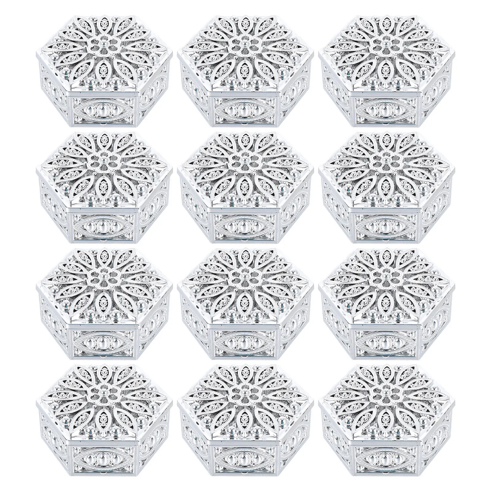

12Pcs Hexagonal Candy Box Wedding Favor Retro Stylish Durable Plastic Gift Packing Party Candy Case Favor Boxes