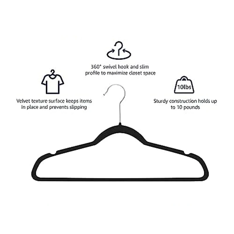 Slim Velvet, Non-Slip Suit Clothes Hangers Coat Hanger, Hook