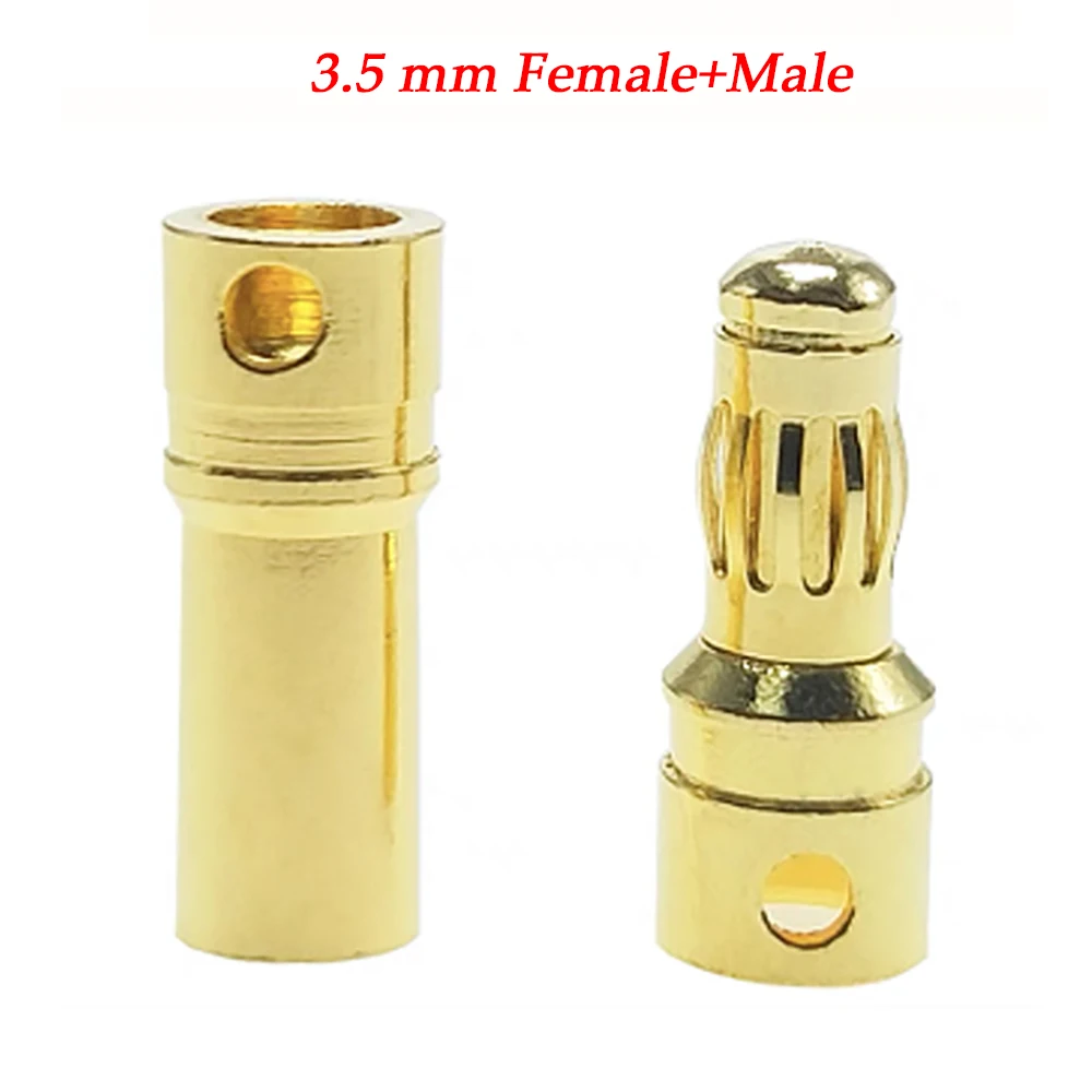 5Piece 2.0mm 3.0mm 3.5mm 4.0mm 5mm 5.5mm 6.0mm  RC Gold Bullet Banana Connector plug for ESC Lipo RC battery Plugs