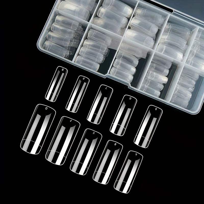 500 kunstnagels transparant en naturel set met accessoires_voghion.com