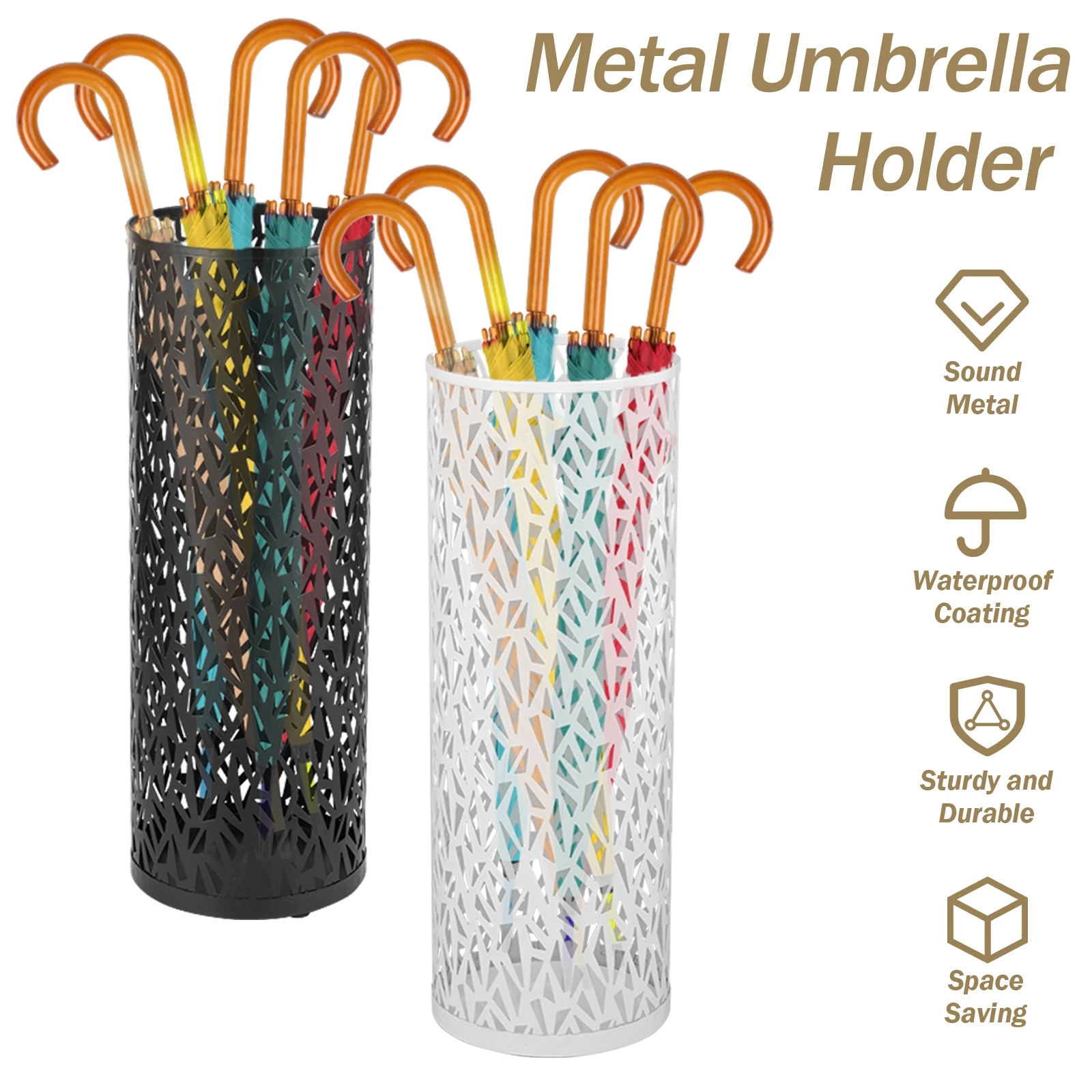 Runder Schirmhalter aus Metall, Schirmständer für den Eingangsbereich, freistehender Rohrhalter für den Innenbereich, hält etwa 4–6 lange Regenschirme