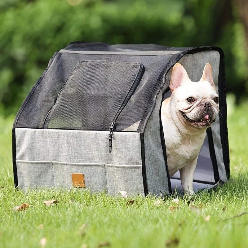 Portable foldable cat bag kennel small dog pet going out handbag breathable large capacity can be matched with trailer pet