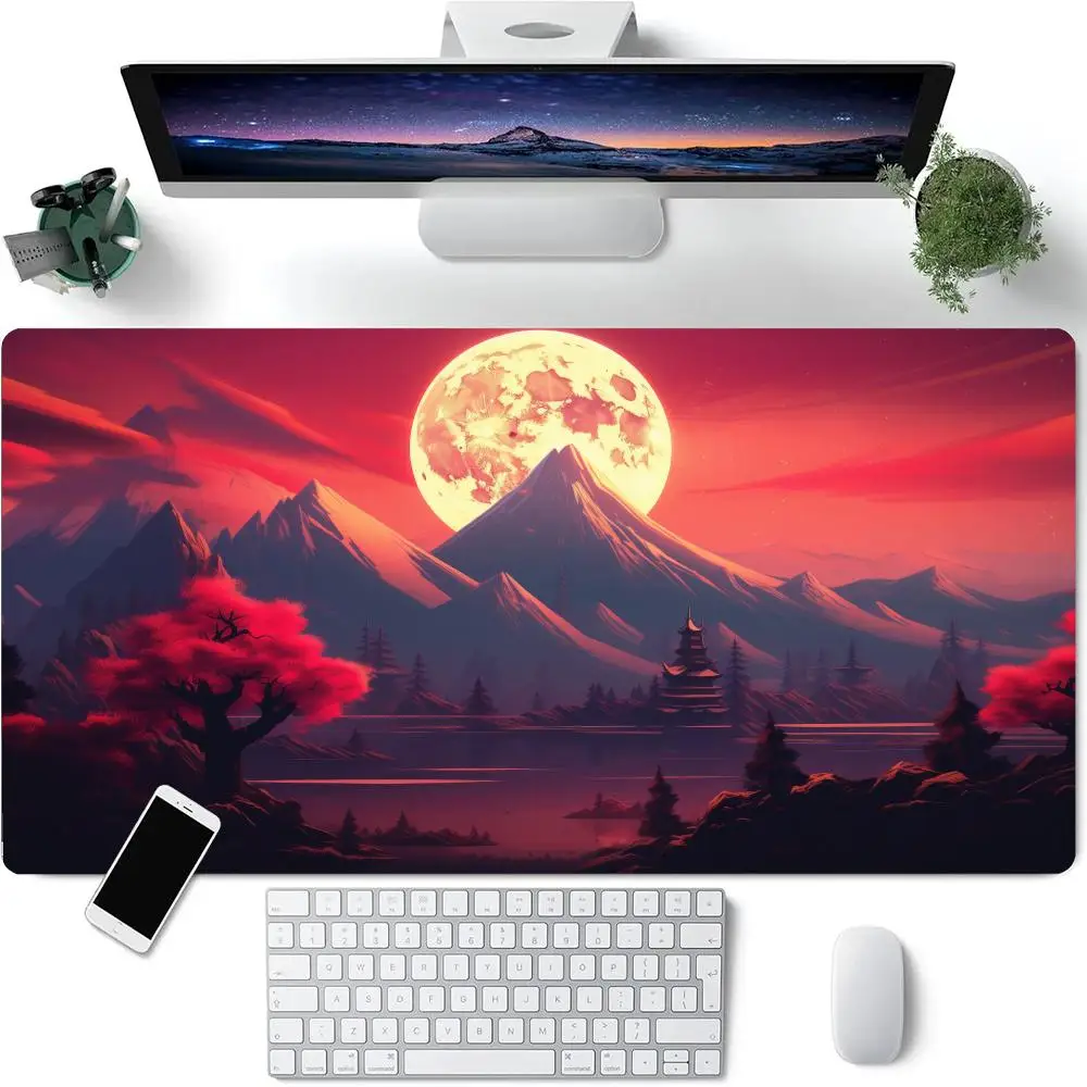 

Аниме Пейзаж Гора Закат Коврик для мыши Большой резиновый противоскользящий настольный аксессуар Коврик для мыши для офиса и геймера Коврик для декора клавиатуры
