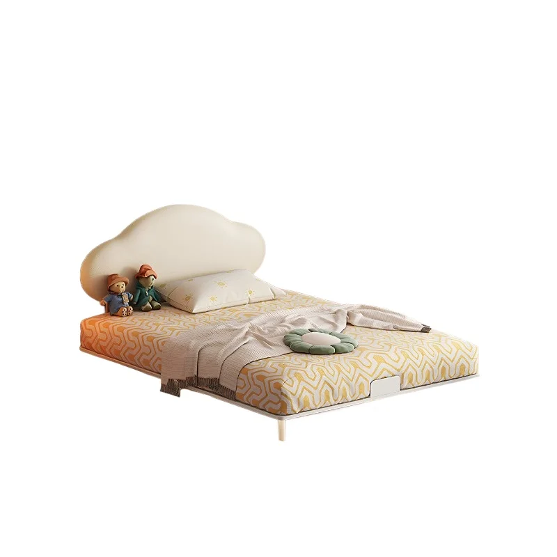 Cloud Full Leather Suspended Carbon Steel Cream Wind Boys Girls Princess Bed