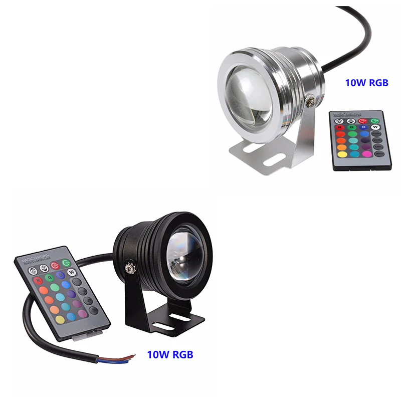 10W RGB Underwater LED Light Lamp Fountain Swimming Pool Pond Fish Tank Aquarium 12V Outdoor 16 Colors IP68 Waterproof