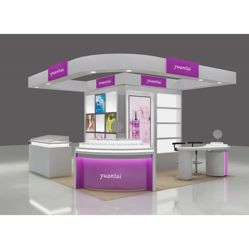 custom.Modern Cosmetic Kiosk Design Display Skincare Beauty Shop Display Showcase Custom Makeup Kiosk