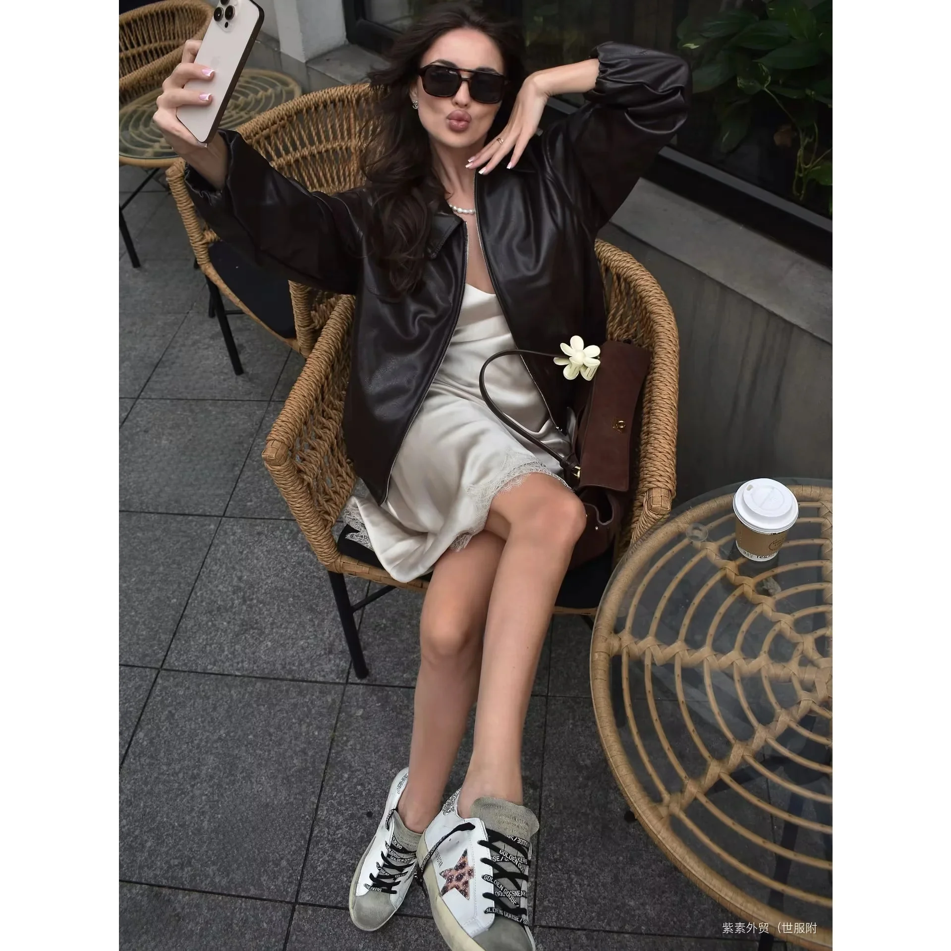BSAY moda versátil cremallera cuello manga larga suelta mujer otoño nueva colección 2025 chaqueta de piloto abrigo